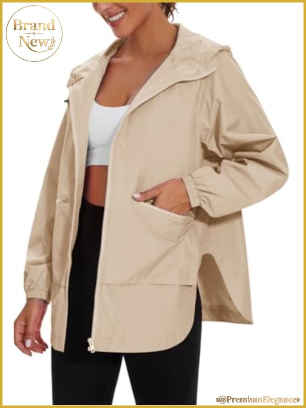 Waterproof Lightweight Packable Hooded Raincoat with Pockets